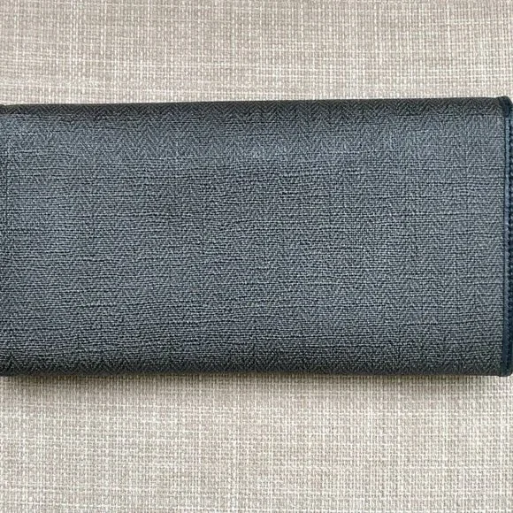 BVLGARI Clutch Bag Black Canvas Leather Long Bifold Wallet Authentic BVLGARI - Picture 4 of 12